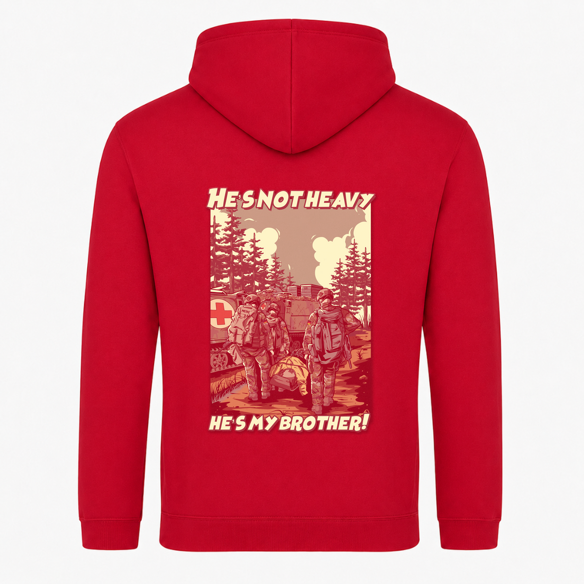 He's not heavy hes my brother College Hoodie - rot - Rueckseite