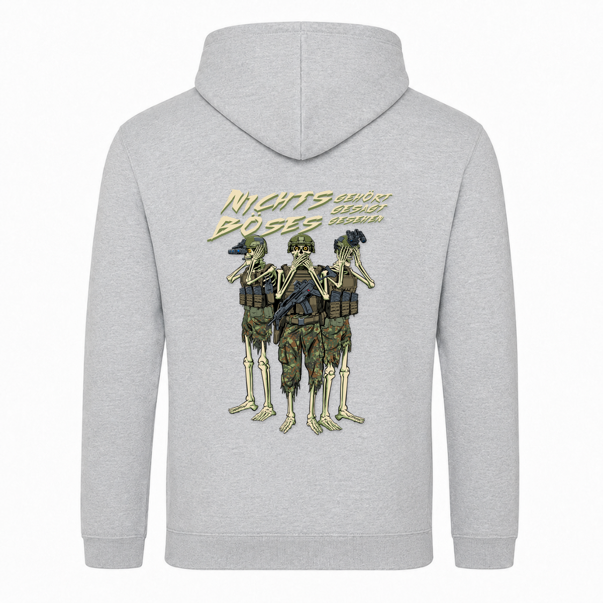 Taktisches Zivil Nichts Böses  College Hoodie -  Heather Grey - Rueckseite