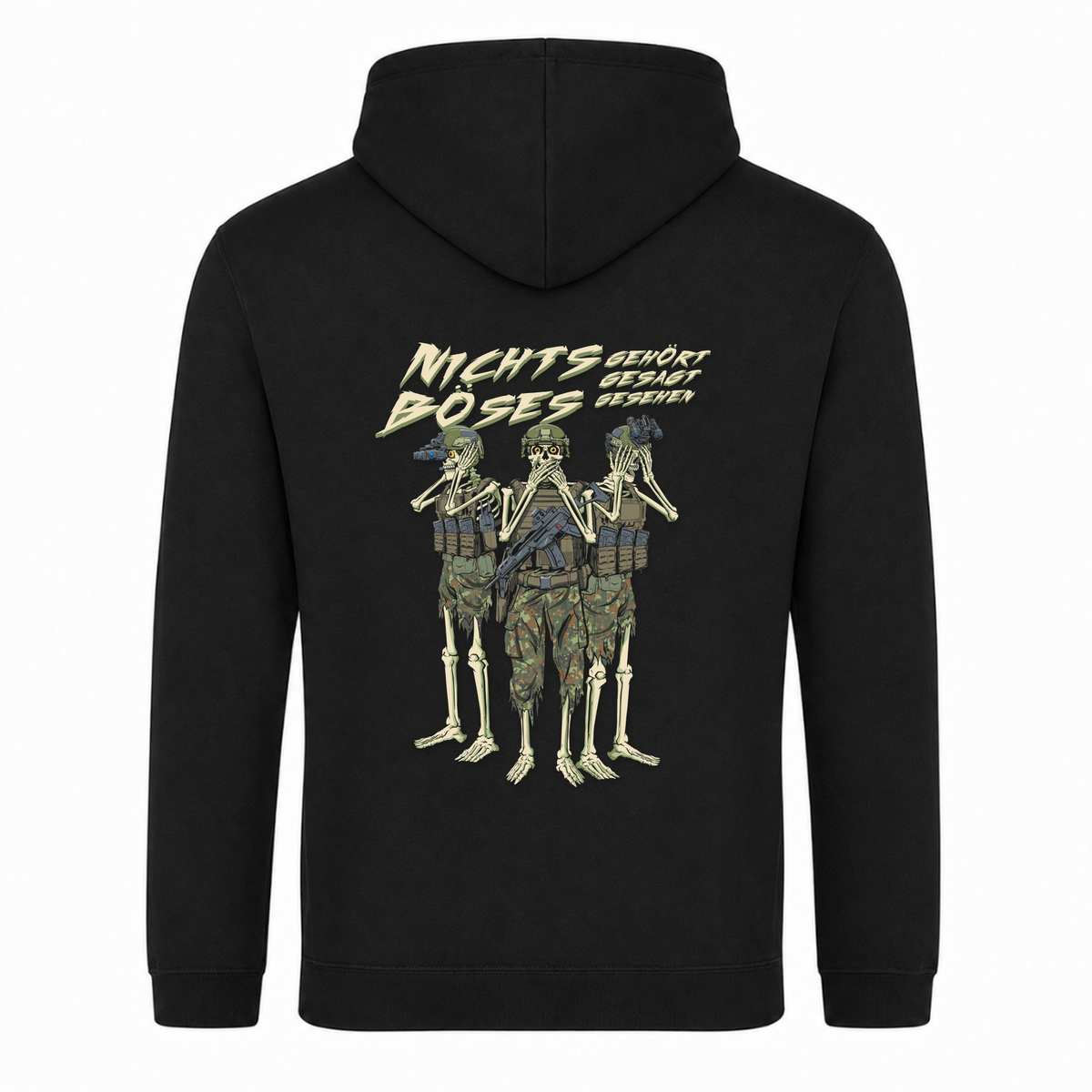 Taktisches Zivil Nichts Böses  College Hoodie - Schwarz - Rueckseite