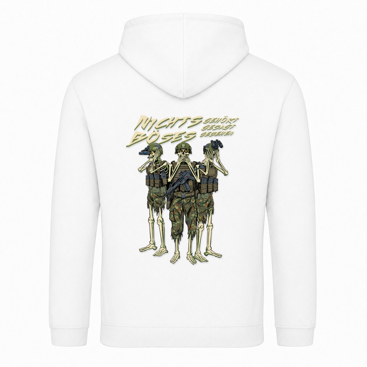 Taktisches Zivil Nichts Böses  College Hoodie - Weiß - Rueckseite