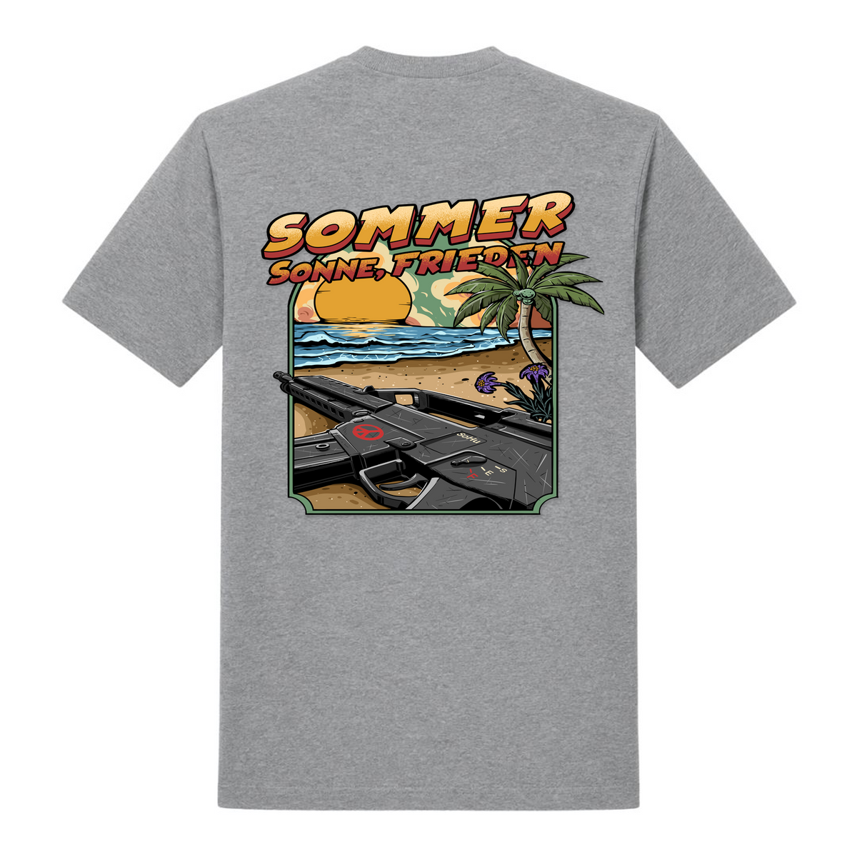 Taktisches Zivil Sommer Sonne Frieden  - grey melange - Rueckseite