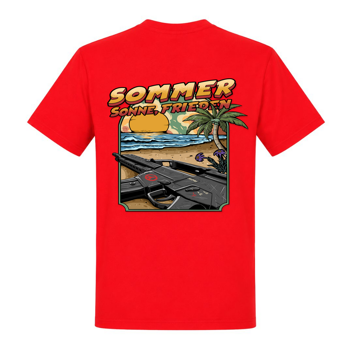 Taktisches Zivil Sommer Sonne Frieden  - rot - Rueckseite