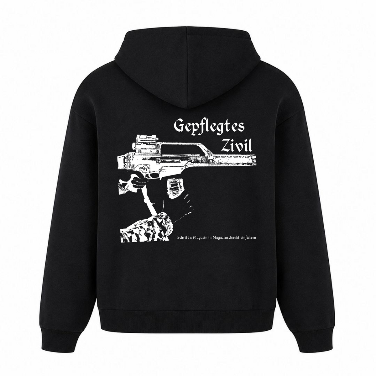 Gepflegtes Zivil Limited Edition Oversized Hoodie - Schwarz - Rueckseite