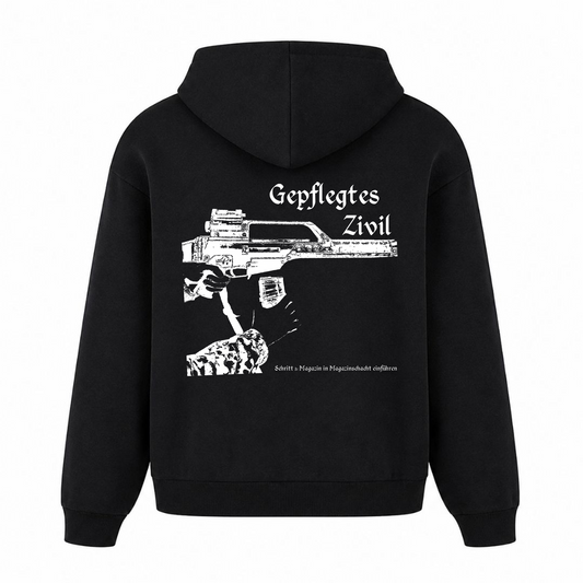 Gepflegtes Zivil Limited Edition Oversized Hoodie - Schwarz - Rueckseite