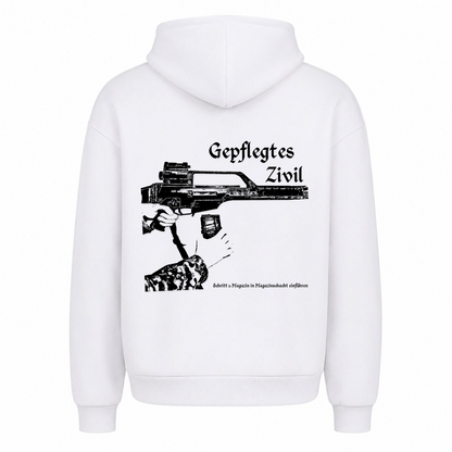 Gepflegtes Zivil Limited Edition Oversized Hoodie - Weiß - Rueckseite